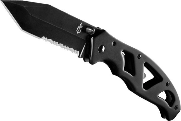 Couteau de poche Gerber Paraframe II Serrated Black, tout noir