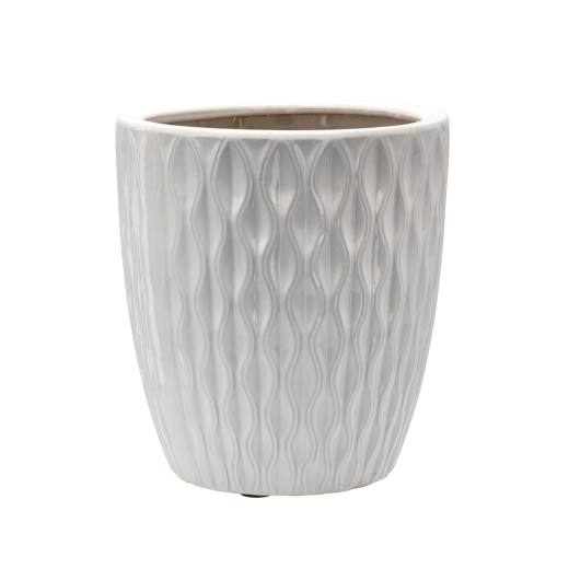 Cache-pot en céramique, finition blanc brillant, 32 × 32 × 35,5 cm