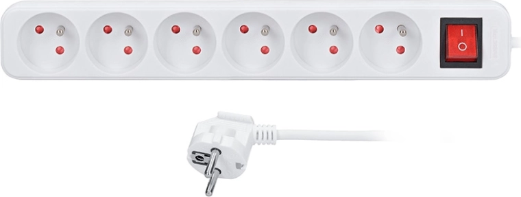 Rallonge Solight 5 m avec 6 prises et interrupteur 16 A / 3680 W blanc - 1 pièce