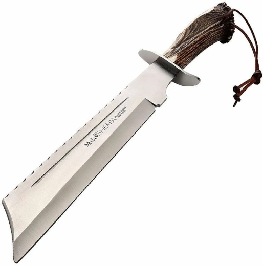 Machette de chasse Muela Sherpa avec poignée en bois de cerf et étui en cuir, 33 cm