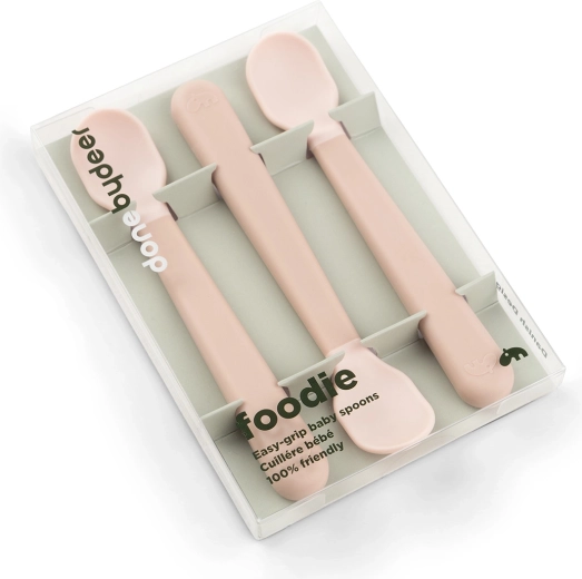 Cuillères pour enfants Done by Deer Easy-grip Foodie roses, 3 pcs