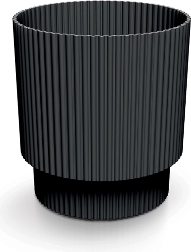 Cache-pot Milly 16,8 cm anthracite – cache en plastique moderne avec rainurage