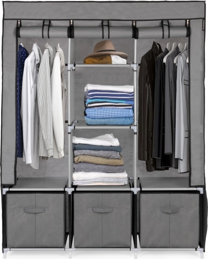 Armoire penderie textile pliable XXL avec tiroirs