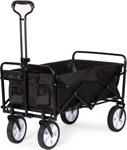 Grand chariot de transport pliable pour jardin et plage noir - 1 pièce