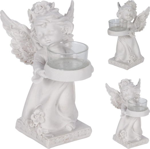 Décoration ange pour bougie chauffe-plat, 17 cm, blanche - 1 pièce