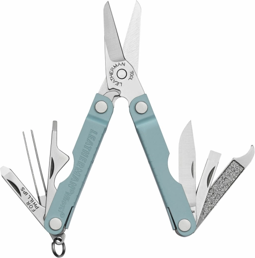 Leatherman Micra Arctic – outil multifonction compact 10-en-1, inox, bleu-gris