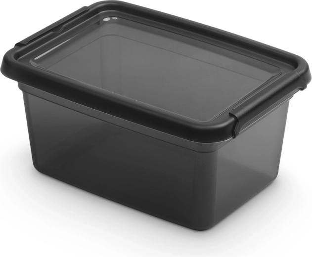 Boîte de rangement Basestore avec couvercle et clips 1,5 l coal