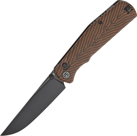 Petrified Fish Lis couteau de poche orange à finition Black Stonewash, manche G10 G‑Mascius