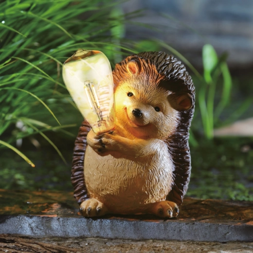 Figurine de jardin solaire en forme de hérisson avec LED filament