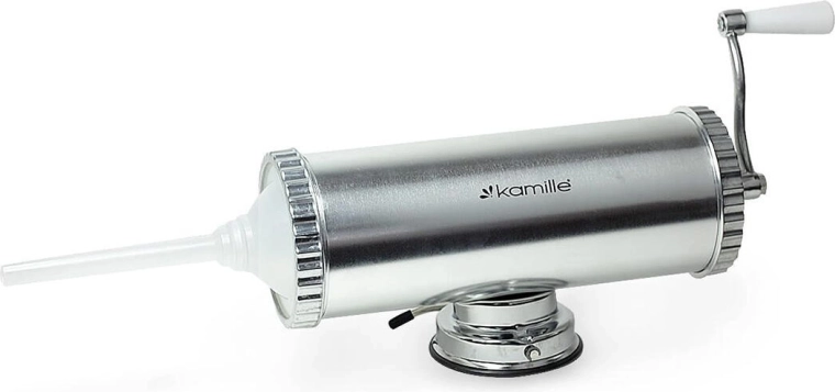 Poussoir manuel pour boudins et saucisses en aluminium avec ventouse et 3 embouts