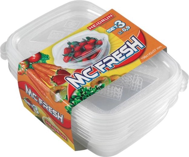 Boîtes en plastique HEIDRUN McFresh 0,9 l, lot de 3 pièces