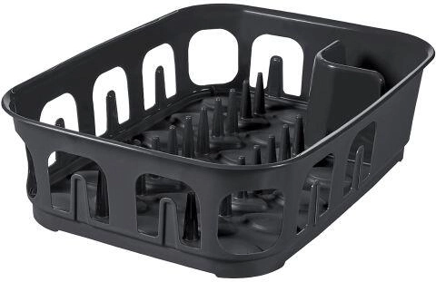 Égouttoir à vaisselle rectangulaire 39 × 29 × 10 cm, plastique gris foncé