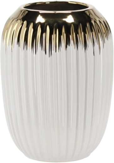 Vase en céramique 15 × 15 × 20 cm blanc-or