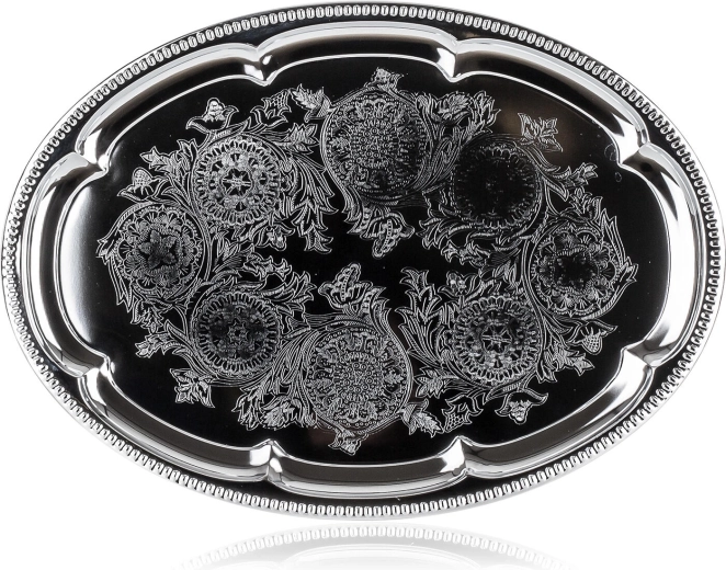 Plateau de service ovale AKCENT 40,5 × 29 cm chrome