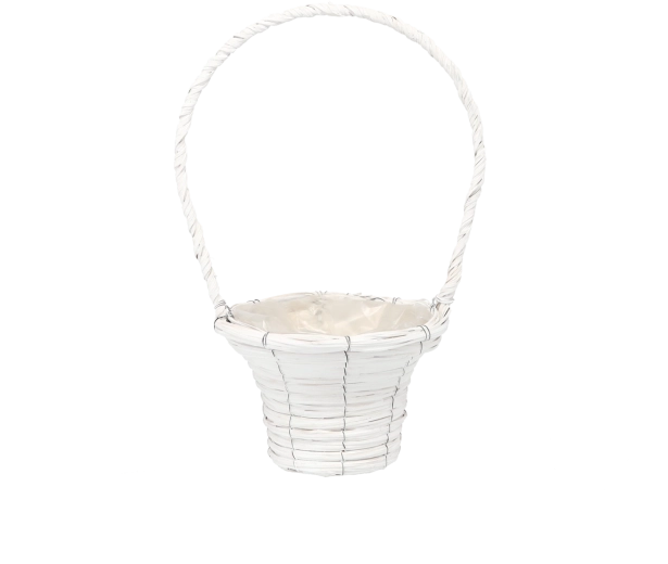 Panier en osier blanc servant de cache-pot 20 × 41 cm