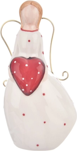 Ange en céramique blanc et rouge – figurine décorative d’intérieur