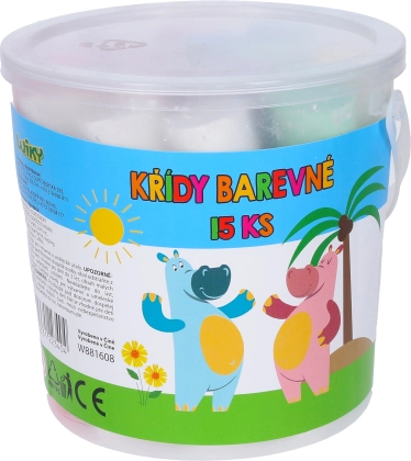 Craies de trottoir colorées en seau, 15 pcs