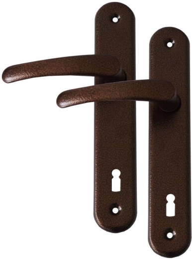 Quincaillerie de porte MICHAELA poignée avec clé 90 mm couleur cuivre
