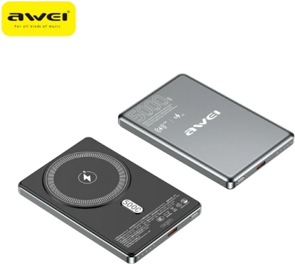 Batterie externe MagSafe Awei PA-30 5000 mAh grise