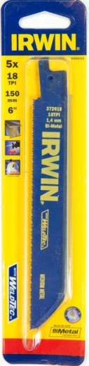 Lame de scie sabre pour métal 150 mm 18 TPI IRWIN (lot de 5)
