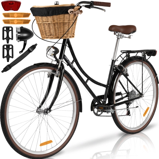 Vélo de ville femme AVILO noir avec panier - 1 pièce