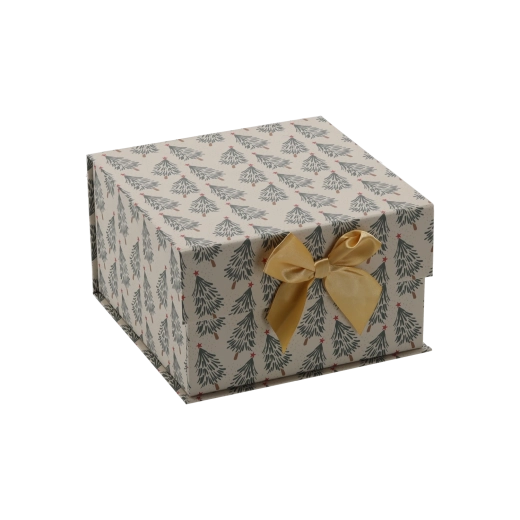Boîte cadeau de Noël avec nœud doré 17 × 17 × 9 cm - 1 pièce