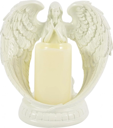 Ange décoratif LED avec bougie – figurine et photophore 21 cm