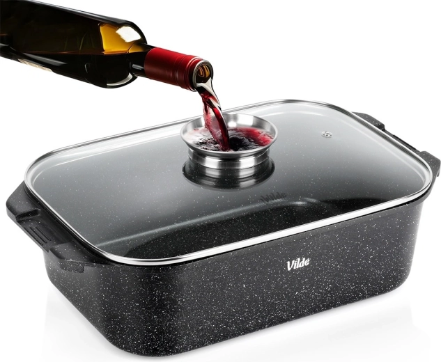 Rôtissoire en granit avec couvercle 7,5 l, 41 × 26 × 16 cm