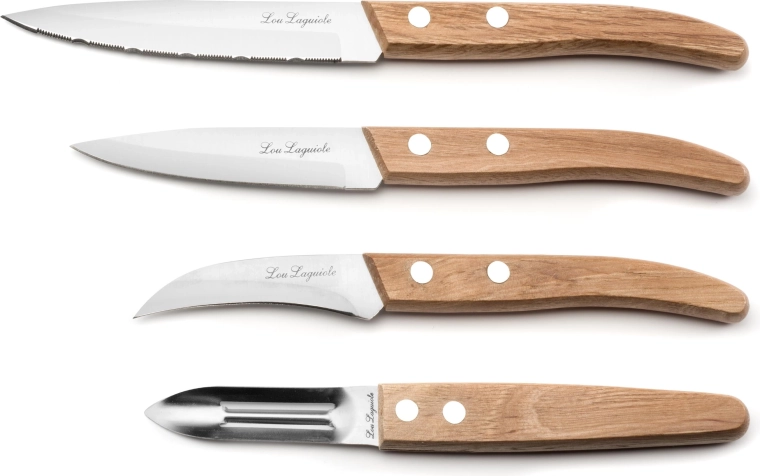 Set de couteaux de cuisine en bois naturel, 4 pcs