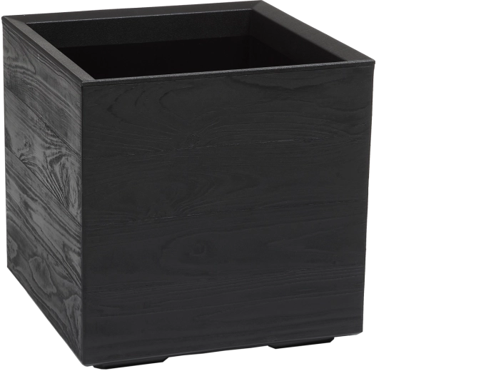 Pot de fleurs Lamela Karo en plastique recyclé, noir, 40 × 40 × 40 cm