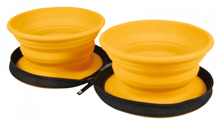 Gamelle double de voyage pour chiens et chats KiwiWalker, orange, 2 pcs