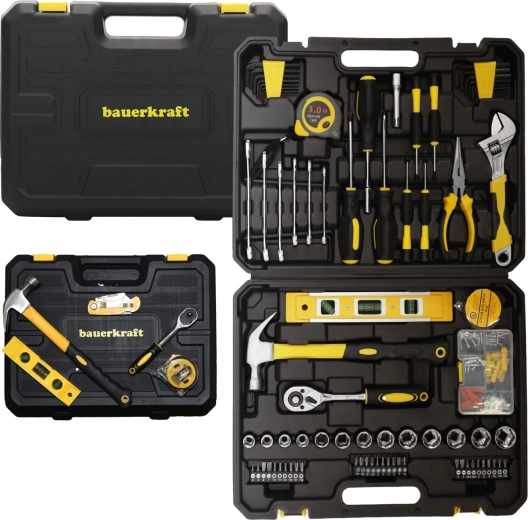 Ensemble d’outils à main Bauerkraft en mallette – 140 pièces
