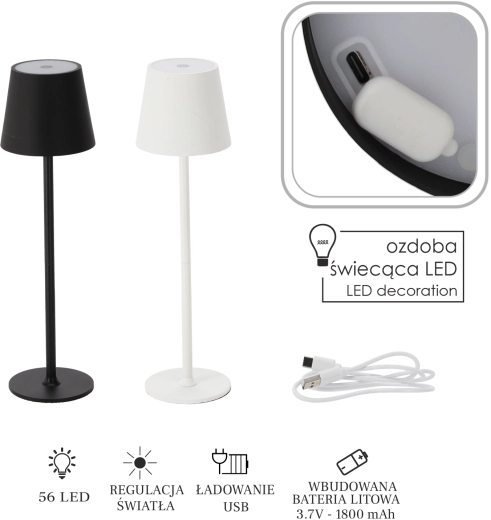 Lampe LED tactile de table blanche / noire