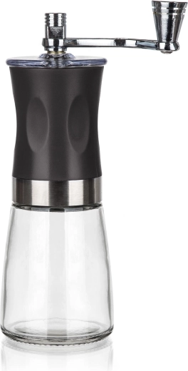 Moulin à café manuel avec meules céramiques Culinaria, 19 cm, verre/noir