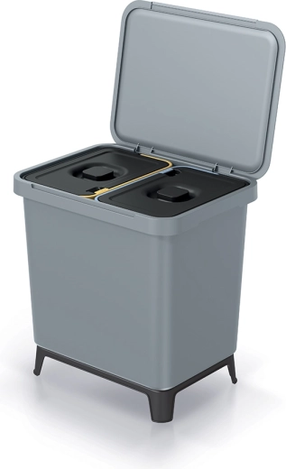 Poubelle de tri à deux compartiments 2×10 l, gris clair