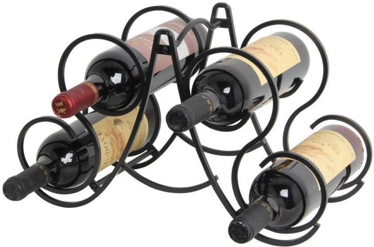 Support pour 4 bouteilles de vin, noir mat