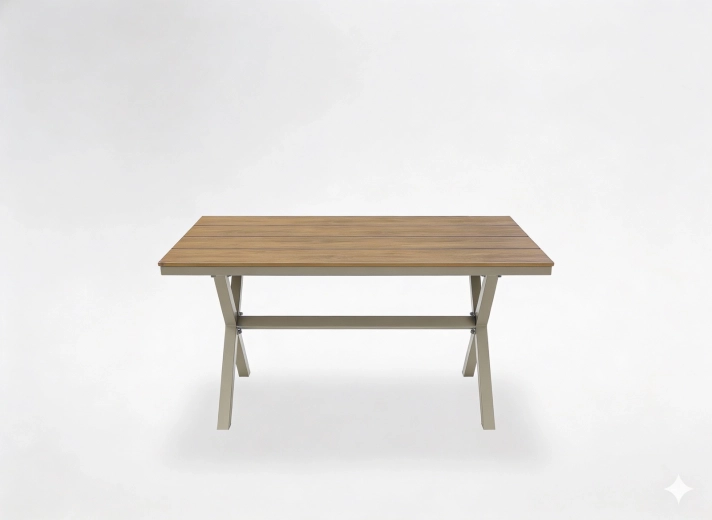 Table de jardin en aluminium beige 150 × 90 × 74 cm