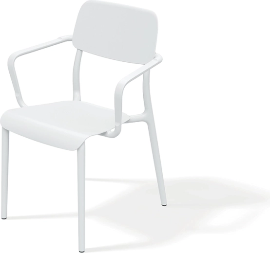 Chaise empilable en plastique avec accoudoirs RIMO – blanc, pour intérieur et extérieur