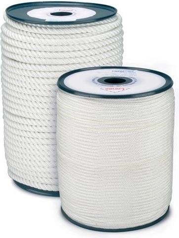 Corde tressée en polyamide avec âme 4 mm, blanche, 200 m