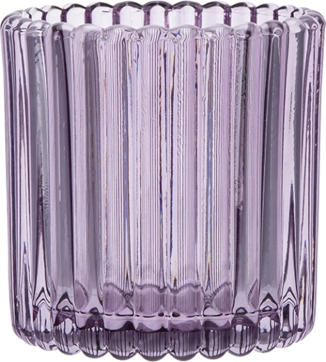 Bougeoir en verre violet 7,5 × 7,5 × 7,5 cm