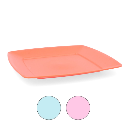 Assiette carrée plate 23,5 cm en plastique résistant