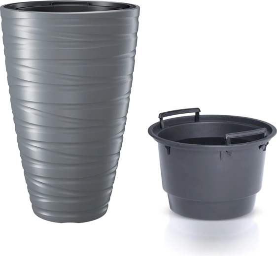 Pot de fleurs haut avec insert MAZE 37,5 cm – pierre grise