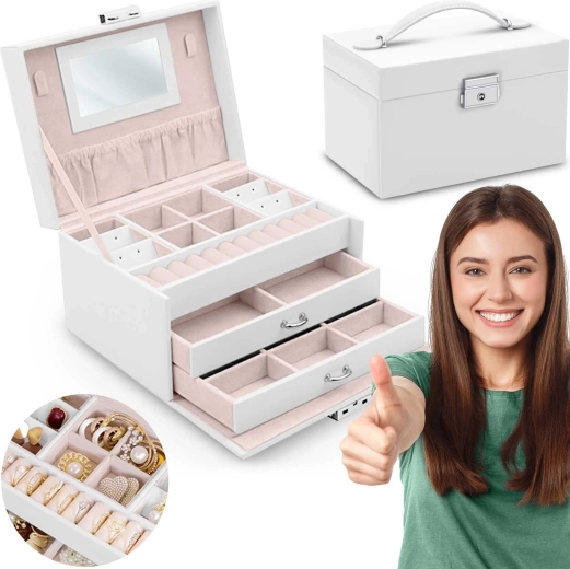 Boîte à bijoux Massido MS-700 blanche