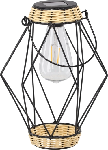 Lanterne solaire en métal noire 22 cm avec LED