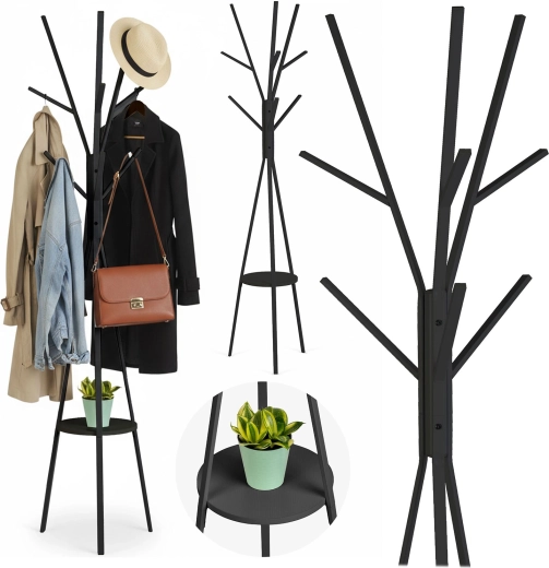 Porte-manteau sur pied en métal Massido avec étagère