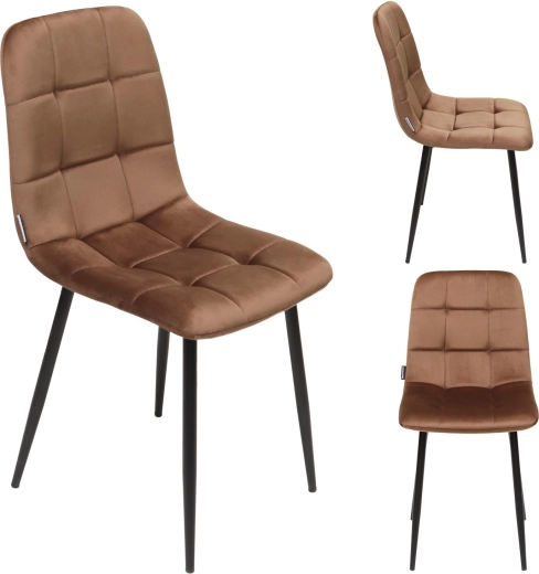 Chaise de salle à manger rembourrée en velours, style loft, marron