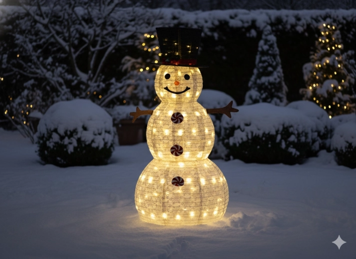 Bonhomme de neige LED de Noël 1,5 m, 120 LED, blanc chaud, intérieur/extérieur
