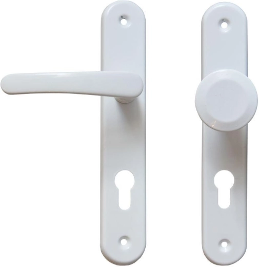 Quincaillerie de porte MICHAELA avec poignée et bouton fixe, blanc, pour cylindre 72 mm