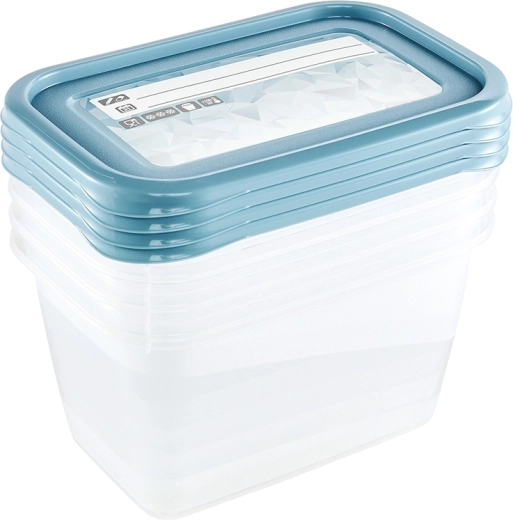 Lot de boîtes avec couvercle inscriptible 5× 0,5 l bleu nordique