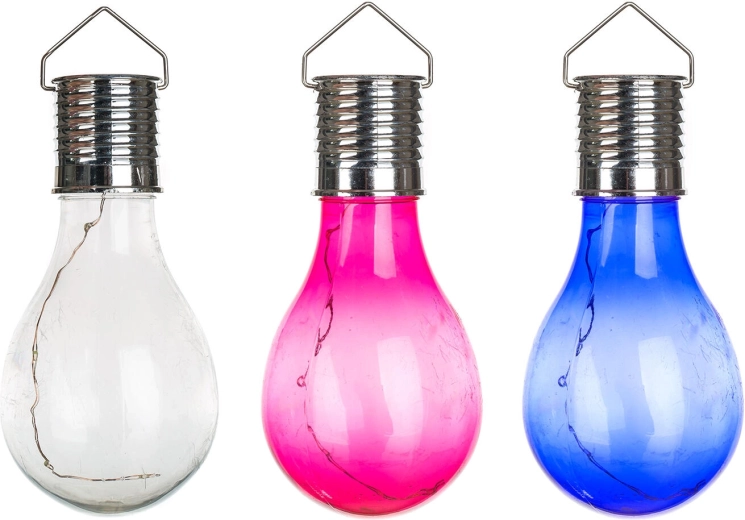 Happy Green lampe solaire suspendue en forme d’ampoule 14,5 × 8 cm (assortiment de couleurs)